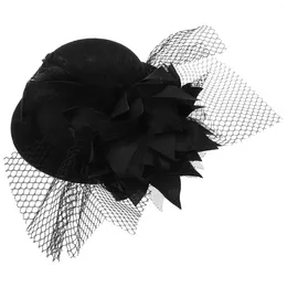 Bandane Accessori per capelli da sposa Mini cappello a cilindro Fascinator Clip Nero Banchetto europeo e americano