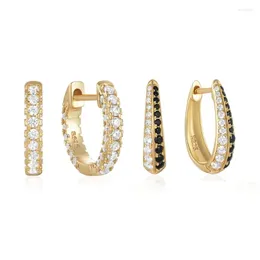 Hoop & Huggie Hoop Earrings Aide Real 925 Sterling Sier For Women Mti Row Inlaid Zircon Ear Buckle 18K Gold Plated Wedding Jewelry Gi Dhdi3