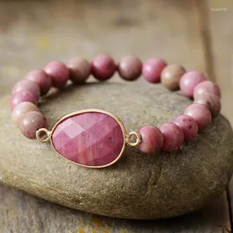 Bracciale con perline in pietra naturale elasticizzata rossa, occhio di tigre, filo da 8 mm, gioielli fatti a mano