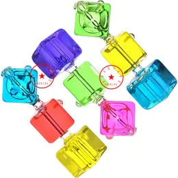 Colorful Pipes Freezable Liquid Filling Stacking Ice Cubes Style Thick Glass Handpipes Portable Dry Herb Tobacco Filter Bowl Smoking Cigarette Bong Holder DHL