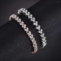 Charm Bracelets Classic Girl Silver Color Rose Gold Fashion Heart Chain Bracelet For Women Luxury Roman Crystal Fine Jewelry Wedding Bridal