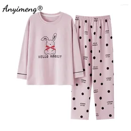 Damska odzież sutowa M-5xl Wiosna jesienna długie rękawy Kobiety piżamę bawełnę w rozmiarze nocnym koreańskie pijamas dziewczęta odzież domowa moda Pajama