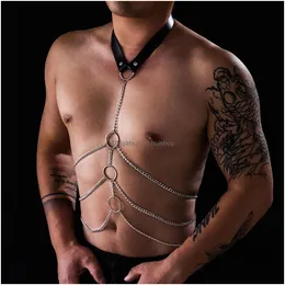 Kamizelki męskie męskie seksowne noszenie flirting kondycjonowanie rekwizytów łańcuch nadwozia zużycie pustej niewoli dostawa odzieży odzież wierzcha DHM4S