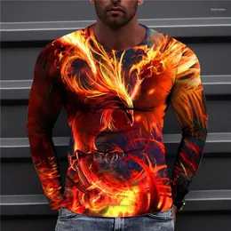 Magliette da uomo Abbigliamento Camicia Stampata in 3D Phoenix Girocollo Manica lunga Designer Top interessanti Moda casual per ragazzi
