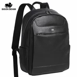 Bison denim mochila de couro genuíno fashion 15 polegadas bolsa para laptop mochila de viagem mochila escolar para adolescente qualidade n200361320j