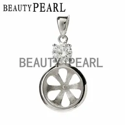 Hopearl Jewelry Pendant Inställningar Cubic Zirconia 925 Sterling Silver Findings Pendant For Big Pearl 3 Pieces2932724