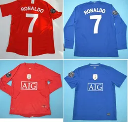 Top 08 09 Manchester Ronaldo Retro-Trikots Classic Vintage Scholes Vidic 2008 2009 Rooney Giggs Utd Maillot de Foot 1145ess