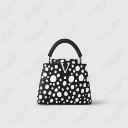 Yayoi Kusama Koleksiyon Capusines BB Tasarımcı Omuz Çantası Taurillon Deri Sonsuzluk Noktaları Baskı Lüks Çanta Lady Purse Woman C2363