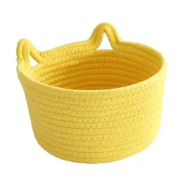 Woven Cotton Rope Storage Basket, Laundry Basket Organizer for Towels| Gift Basket,yellow