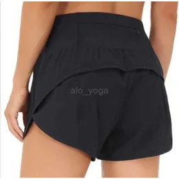 2024SS LU Yoga 빠른 건조 스포츠 레몬 Hotty Hot Shorts Womens Casual Fitness 가짜 2 피스 라이트 늘어선 늘어선 레깅스 런닝 골프 자전거 타는 사람 팬츠