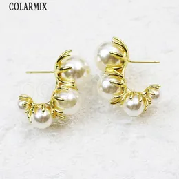 Stud Earrings 10 Pairs C Shape Pearls Bead Classic Design Fashion Jewelry Women Gift Round Hoop 30783