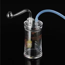Mini Bubbler Water Bongs Portable för resor som röker vattenrör obrottsbar askfångare bong med manlig glasoljebrännare rör