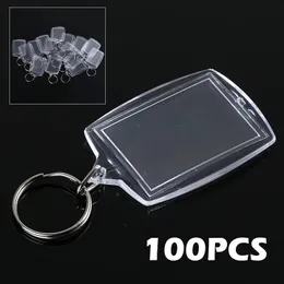 100st Keychain Acrylic Key Chain Key Ring Blank Keyrings Insert Po Passport KeyChain Gift for Women Men Kids 240221