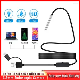 Noenname_Null 3in1 Endoskop Kamerası 720p Kanalizasyon Endüstriyel Boru Araç Teftiş Endoskopik USB Android Tip C için 3.9mm