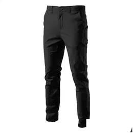Men'S Pants Aiopeson Casual Cotton Men Trousers Solid Color Slim Fit Mens Spring Autumn High Quality Classic Business 240122 Drop De Otpso