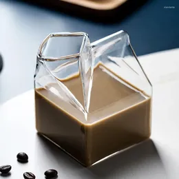 Bicchieri da vino Mezza pinta Tazza di vetro stile cartone di latte Scatola creativa per mini caraffa per panna