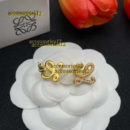 Stud New Fashion Anagram orecchini di perle asimmetrici donna retro collana in oro rosa diamanti pieni orecchio stud hoop spilla da donna gioielli firmati 2024