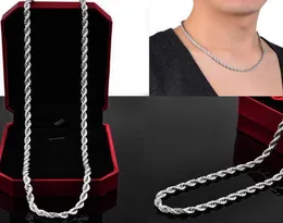 Nyaste ankomst 925 Sterling Silver Men039s and Women Silver Necklace Ed Rope Chain 4mm 1624Quot925 Silver Jewelry1110936