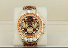 2024 أفضل إصدار ساعة Cosmograph Leopard 18kt الذهب الأصفر الذهب Baguette Diamond Cal.7750 مشاهدة أوتوماتيكية 116598 ساعات ضمان لمدة عامين