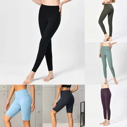 Damen Yoga Activewear Solid Color Tech Fleece High Waist Sports Gym Lady Overall Full TightsWear Leggings Elastic Fiess Workout Womens Pants Größe S M L XL