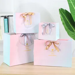 Schmuckbeutel 10 Stück Farbverlaufspapier Geschenktüte mit Band Rosa Modedesign Paket Einkaufstaschen für das Jahr Geburtstagsfeier Valentinstag