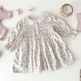 Kız Elbiseler Sonbahar Bahar Bebek Partisi Elbise Uzun Kollu Pamuk Çiçek Baskı Çocuklar Prenses Avrupa Amerikan Tarzı