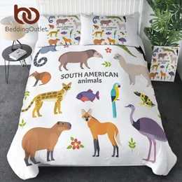 Conjuntos de cama BeddingOutlet 3D Kawaii Cartoon Animal Set Cute Fox Tiger Papagaio Padrão Duveta Capa 3 PCS para Crianças Quarto Decoração