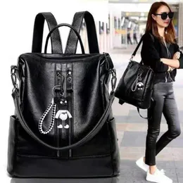 Школьные сумки, мягкий кожаный рюкзак для женщин, корейская версия, большая вместительная сумка для мамы в студенческом стиле, модная универсальная женская сумка