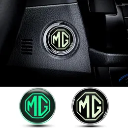 Interiörstillbehör lysande bilmotorstartstoppknapp Cover Emblem Sticker Decoration för MG Logo GS TF ZR ZS ES HS EZS 6 MG3 MG5 MG7