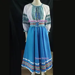 Personalizado azul real ucrânia trajes de dança roupas grande bainha vestido de dança saia feminina 240220