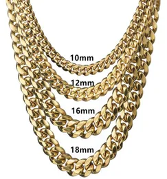 Hohe Qualität Silber Gold 316L Edelstahl Curb Cuban Link Chain Herren Halskette Armband 81012141618mm breit 740quot7556317