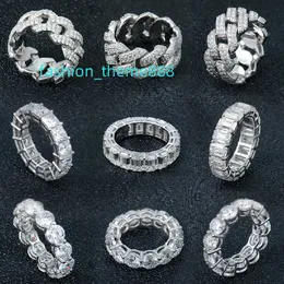 Großhandel Custom Design Hip Hop Iced Out Echtsilber 925 Sterling Herren Edlen Schmuck Moissanit Diamant Ringe für Männer