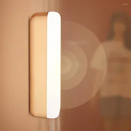 Lampada da parete Led Batteria ricaricabile Li Adesivo Illuminazione interna Sensore di movimento Luce notturna automatica Sveglia Bagno