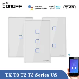 Control Sonoff T0/T2/T3 US Smart Wifi Wall Light Switch Touch/WiFi Remote Control Smart Home Wall Touch Switch Works with Alexa Google