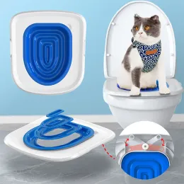Toys 2023 Toilet Pet Upgrade Cat Toilet Trainer Reusable Training Toilet for Cats Plastic Training Set Cat Litter Box Mat Accessories