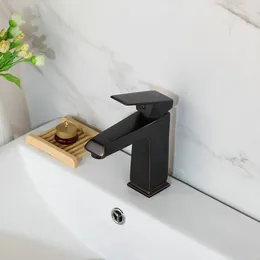 Bathroom Sink Faucets Black ORB Solid Brass Tap Faucet Deck Mount Water Basin Single Handle Mixer Taps