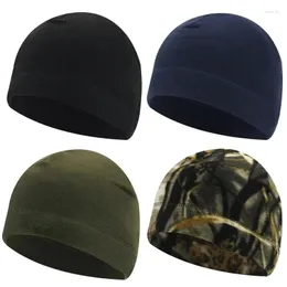 Berets Windproof Polar Fleece Winter Tactical Hats For Men Women Autumn Warm Beanies Outdoor Sport Soft Camo Ski Cycling Cap Hat