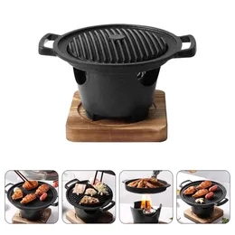 Grill Japanese Charcoal Hibachi Stove Grilling Korean Table Iron Cast Barbecue Pan Indoor Plate Teppanyaki Serving Shichirin 240223