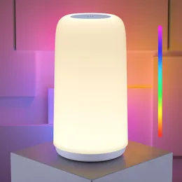 Dokunmatik başucu masa lambası, yatak odası için 3 yollu kısaltılabilir küçük lamba, sıcak beyaz ışıklarla LED lamba, oturma odası için çok renkli akıllı komodin lambası ev hediyeleri