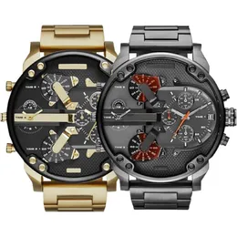 Venda de esportes militares dos homens relógios 50mm grande dial ouro aço inoxidável moda relógio de pulso luxo reloj de lujo263m