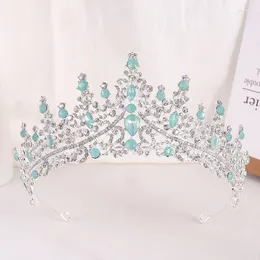 Hårklipp barock prinsessa drottning opal kristall brud tiaras krönar lyx elegant huvudbonad diadem bröllopsklänning smycken tillbehör