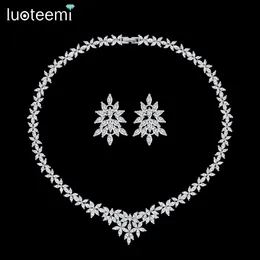 LUOTEEMI Luxury Cubic Zirconia Bridal Jewelry Sets Wedding High Quality Clear Zircon Jewellery For Bride Party Engagement Gifts 240220