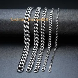 Men Jewelry 3.6mm 5mm 7mm 9mm 11mm Stainless Steel Bracelet Gold Plated Miami Cuban Chain Bracelet Bangle Wholesale