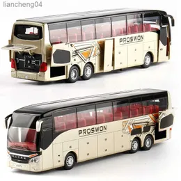 Modellini di auto pressofuse Vendita calda Alta qualità 1/32 lega tirare indietro modello di autobusalta imitazione Doppio bus turisticoflash veicolo giocattolotrasporto libero