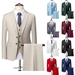 Men's Suits Men Formal Slim Fit Wedding Business Dress Suit Coat Pants Vest 3Pcs Set Solid Casual Groom Blazers Jacket Trouser