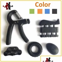 Hand Grips Grips 5 Pieces Hand Grip Trainer Set Finger Resistance Band Rubber Ring Adjustable 560Kg Heavy Fingers Exerciser Ball275A D Dh0Vc