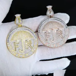 Kolye Kolyeleri Yeni Buzlu Para Dolar Şemsiye Zengin Mektup Kolye İki Ton Renk Bling 5a Kübik Zircon CZ Kolye Hiphop Jewel DHFDL