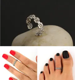 حلقات السبائك أزياء Wommen Summer Brief Vintage Vintage Silver Flower Flowers Toe Rings Rings Rings Jewelry Clost Drop Shipp2699766