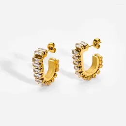 Stud Earrings 316L Stainless Steel Geometric Earring Dainty 3A Cubic Zirconia For Women Waterproof Jewelry Gift