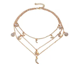Vintage Multi Layers Pendant Halsband Multielement Crystal Long Böhmen Tillbehör för kvinnor Party Fashion Gold Silver Jewelry G3790453